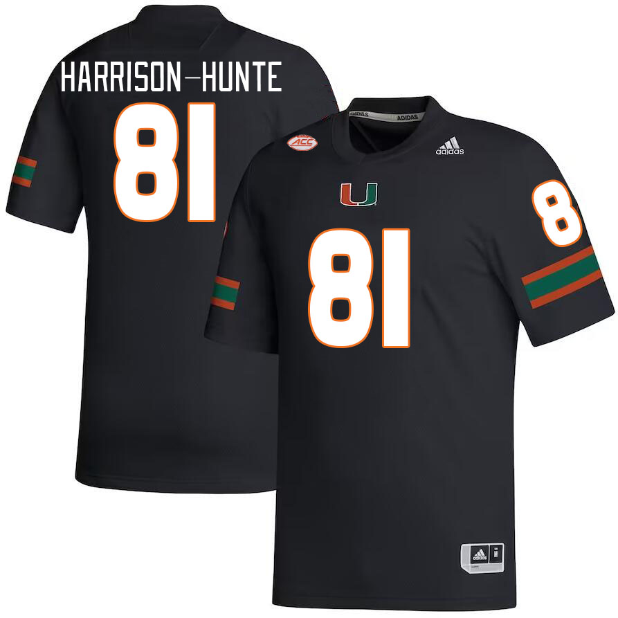 Men #81 Jared Harrison-Hunte Miami Hurricanes College Football Jerseys Stitched-Black